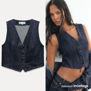 Zara Dark Blue Denim Vest